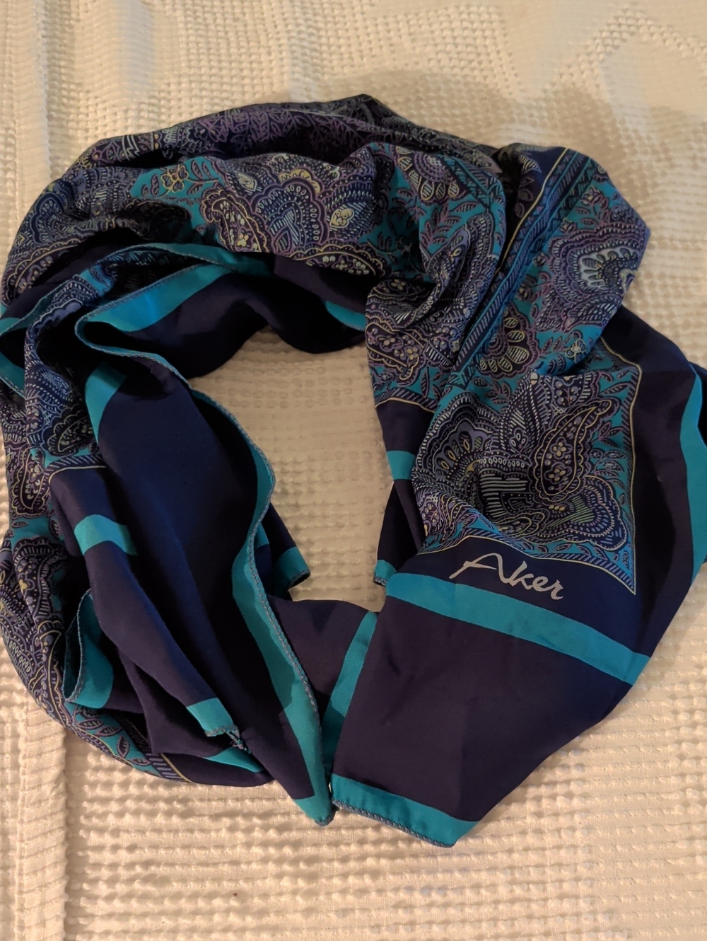 Aker Navy & Teal Paisley Scarf